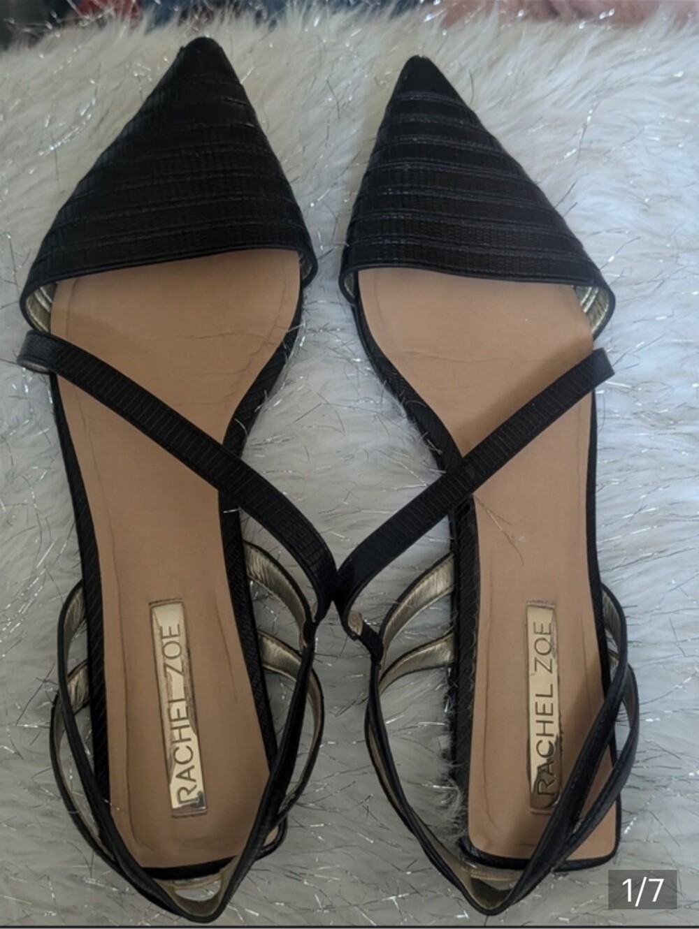 Rachel Zoe Black Pointed Slingback Flats